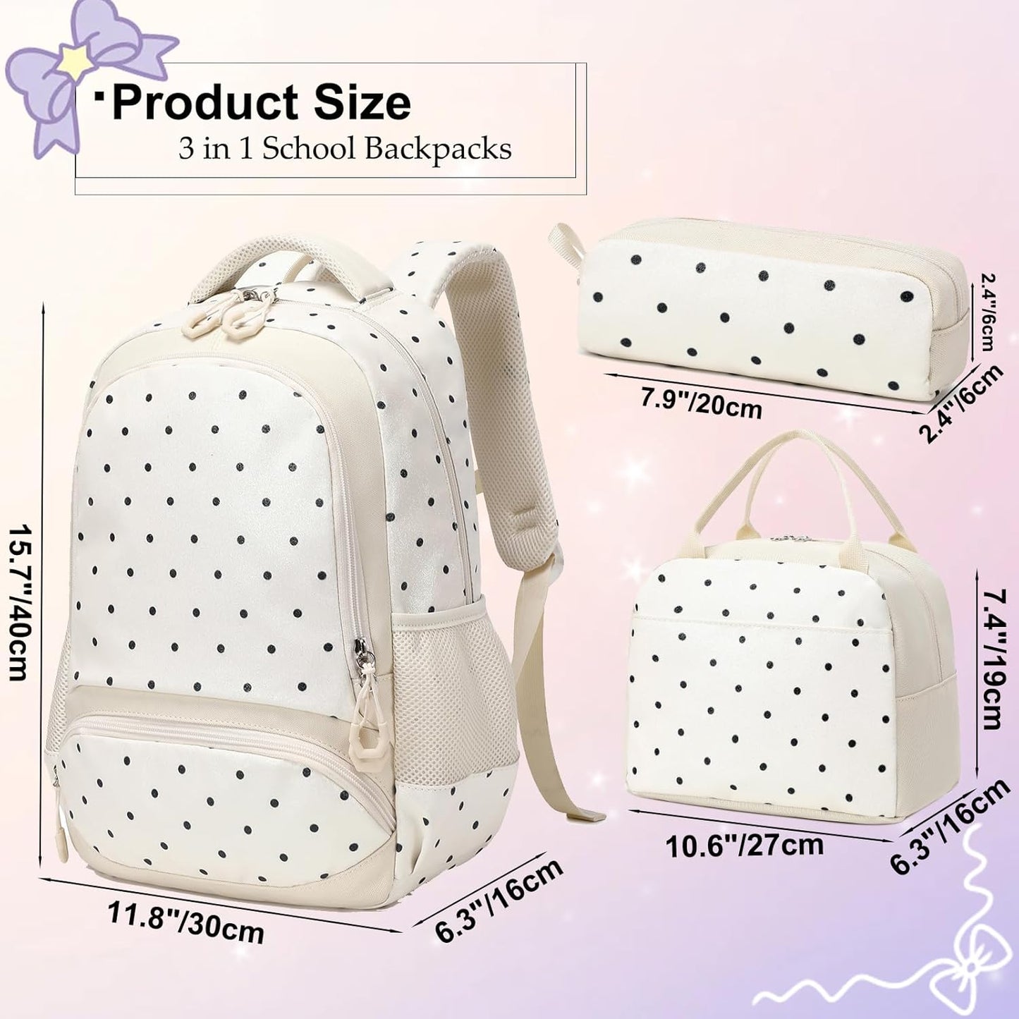 Girls Backpack for Elementary Unicorn Backpack Kids Backpack School Bookbag for Girls 3 in 1 Set Back to School
