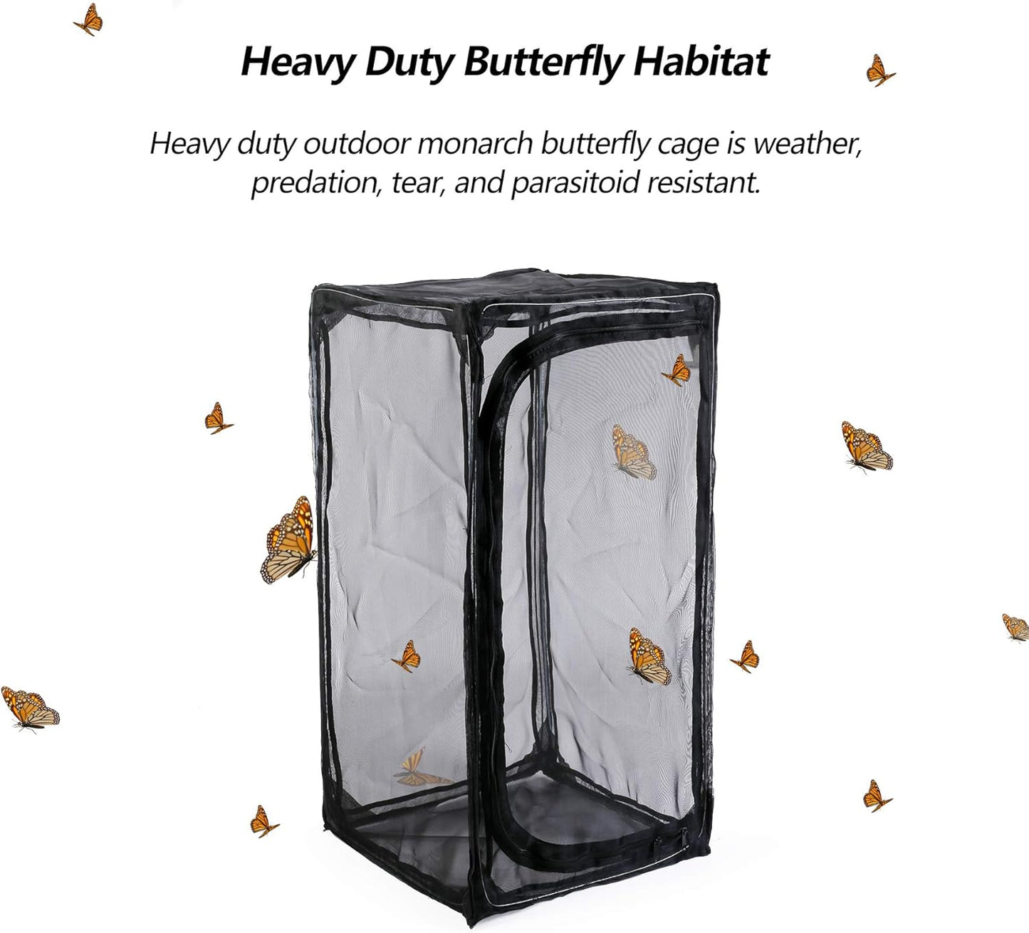 30" Heavy Duty Monarch Butterfly Habitat, Outdoor Collapsible Insect Mesh Cage Terrarium Pop-up with Zipper Protection