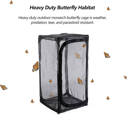 30" Heavy Duty Monarch Butterfly Habitat, Outdoor Collapsible Insect Mesh Cage Terrarium Pop-up with Zipper Protection