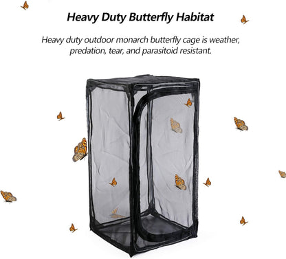 30" Heavy Duty Monarch Butterfly Habitat, Outdoor Collapsible Insect Mesh Cage Terrarium Pop-up with Zipper Protection and Unzip Bottom