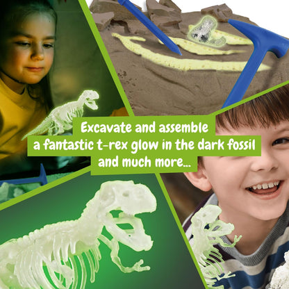 Science4you T-Rex Fossil Digging Kit for Kids +6 Years - Dinosaur Fossil Dig Kit + Glow-in-The-Dark T-Rex Fossils for Kids, Excavation Kit, Stem Toys, Games, Gifts for 6+ Year Old Boys and Girls