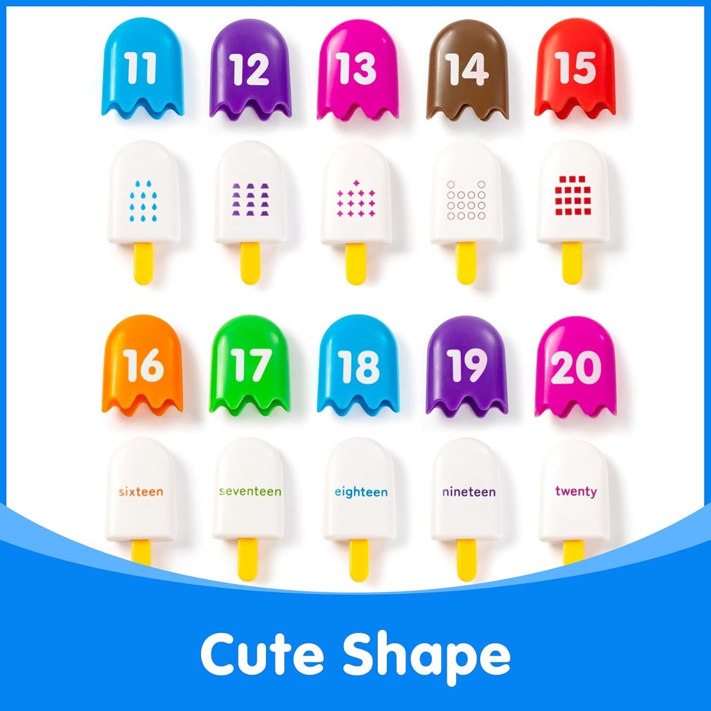 Mini Number Pops 11-20 – Translucent Math Blocks – Engaging Math Toy, Light Table Manipulatives, Linking Cubes for Early Learning and Creative Play