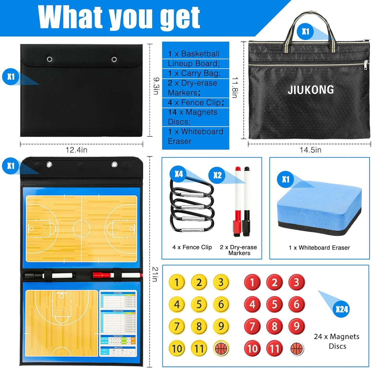 Magnetic Baseball Lineup Board for Dugout, 60 Magnets Coaching Clipboard with Dry Erase & Waterproof Bag – Dugout Organizer for Youth Baseball & Softball Coaches
