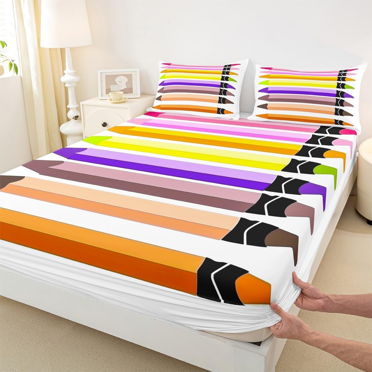 Chemistry Bed Sheets for Kids Teens Girls Boys,Chemical Experiment Fitted Sheet Twin,Science Themed Sheets for Math Lovers,Chemistry Lab Bedding Set,White and Black