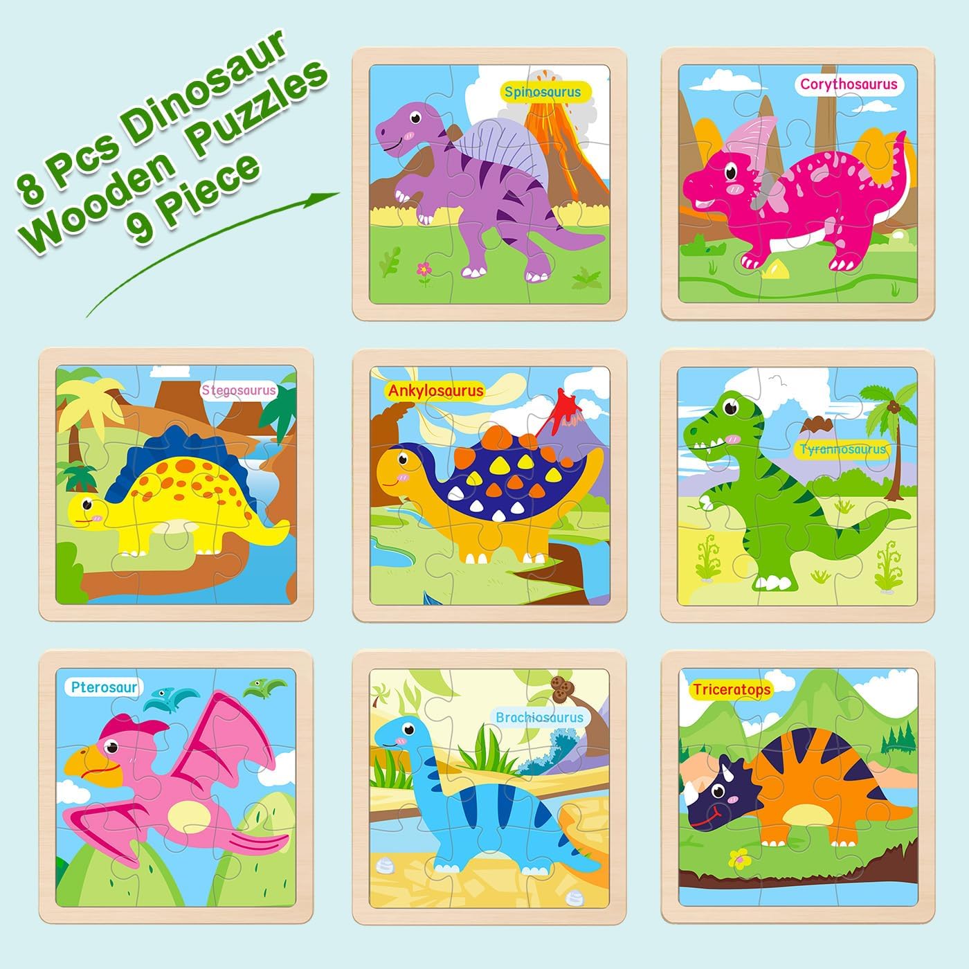 Wooden Puzzles for Toddlers 2-4, 9 Pieces Animal Jigsaw Puzzles for Kids Ages 3-5, Preschool Learning Activities, Learning & Educational Toys, Gifts for Boys, Girls