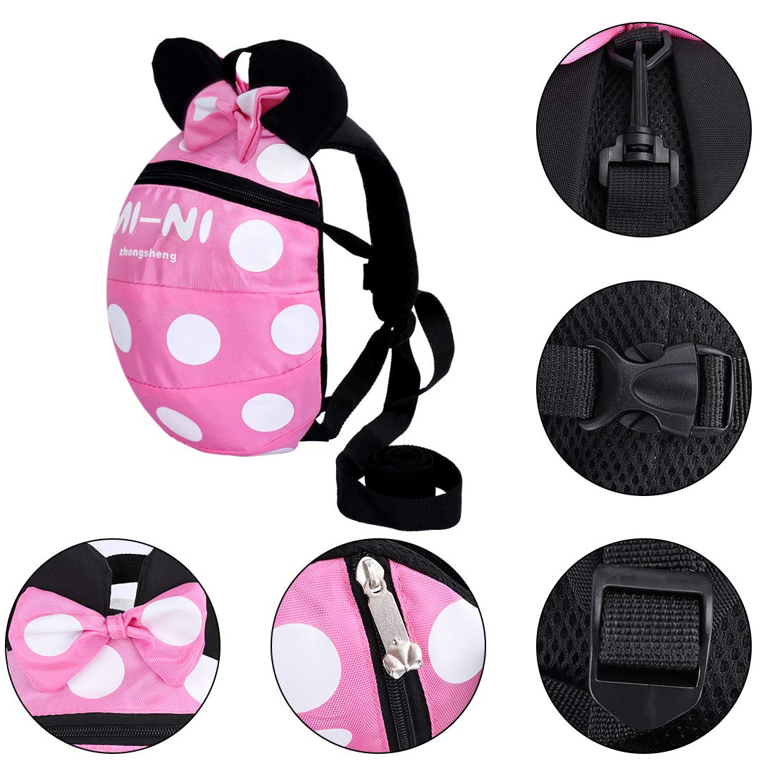 CZSYZCZS Toddlers Leash + Anti Lost Wrist Link Child Kids Safety Harness Kids Walking Wristband Assistant Strap Belt (pink)