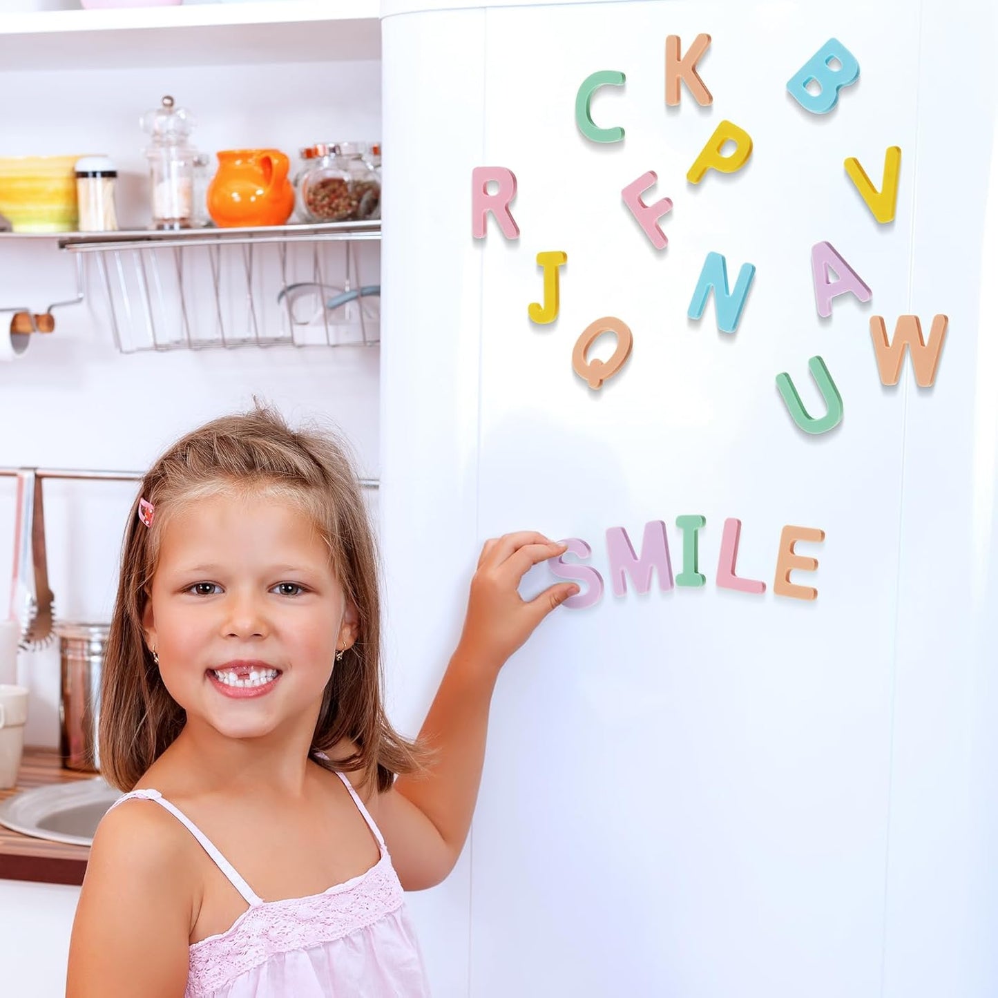 VioraWhite 26 Pcs Food Grade Silicone Magnet (Sealed Magnet, Cpc Certified) Magnetic Toddler Fridge Bulk ABC Educational Learning Toy for Kid Baby Girl Boy Gift(Greenery Color,Letter)