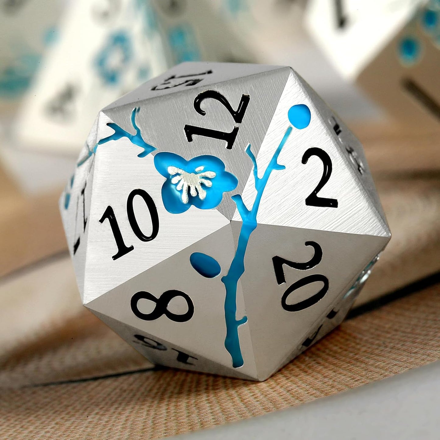 DnDnD Heavy Polyhedral Metal Dice Set with Metal Box, 7-die Shiny Blue Surface with Golden Number for RPG,Dungeons and Dragons,Pathfinder,Shadowrun,D&D,Role Palying Game and Math Teaching - Colors B