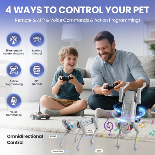cxjoigxi Smart Dog Toy, Interactive STEM Pet, Voice & Remote Control, App Programming, 30+ Actions, Bionic Walking, RC Dog Birthday Gifts for Kids Boys Girls Age 6+