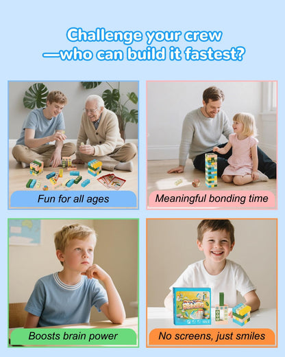 Wooden Stacking Tower Game for Kids & Adults – Educational Wooden Stacking Blocks Puzzle Game for Kids Ages 3+, Fast-Paced Family Fun for Party, Classroom & Kid Games