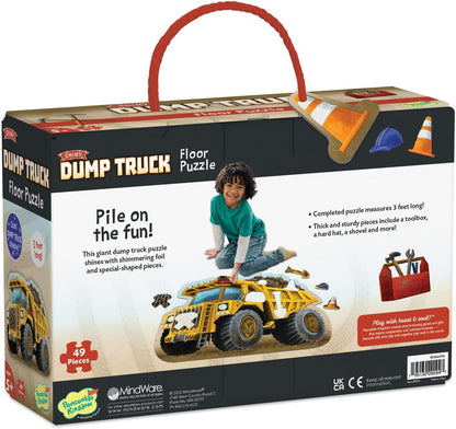 Peaceable Kingdom Giant Floor Puzzles with Uniquely Fun Shaped Pieces for Kids Ages 3+ Gifts for Boys and Girls - Dump Truck