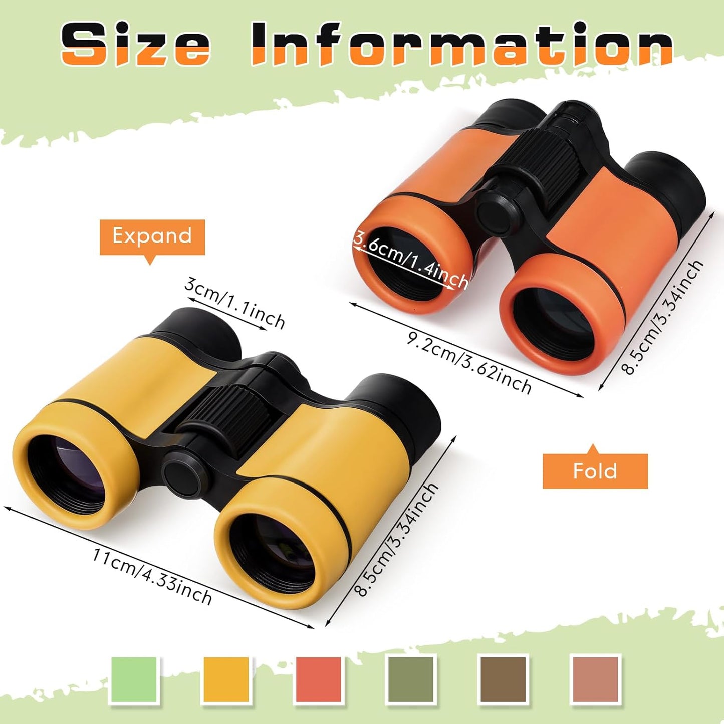 Foilswirl 12 Pack Kid Binoculars Shockproof Mini Compact Binoculars Toys for Girls Boys Small Folding Telescope for Bird Watching Educational Learning Camping Birthday Gifts