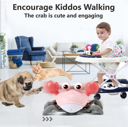 Crawling Crab Gear Set Toy - Tummy Time Musical Crab Toys Stacking & Building Blocks Educational STEM Game for Toddlers & Kids 3-5, 1 2 3 Yr Old Birthday Gift Christmas Stuff for 0-36 Month Boys Girls
