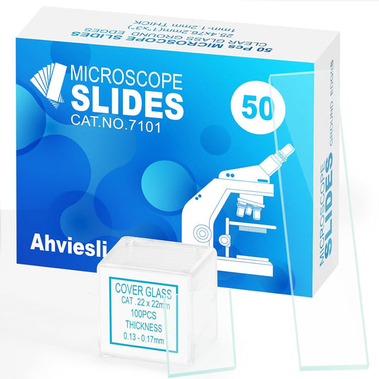 Microscope Slides and Covers Kit – 100 Blank Pre-Cleaned Glass Slides for Microscope, 200 Cover Slips, for Teachers, Students, Families, and Science Enthusiasts