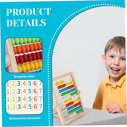 Abacus for Kids Math with Multi-Color Beads, 10-Row Wooden Abacus for Toddlers 3-5, Counting Blocks, Preschool Math Learning Tools for Kids 6-8