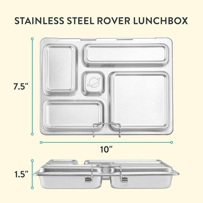 PlanetBox Rover Stainless Steel Bento Box Style Lunch Box Kit for Youth with 5 Compartments – Butterflies Edition includes Insulated Lunch Bag, Leakproof Food Containers & Matching Magnets