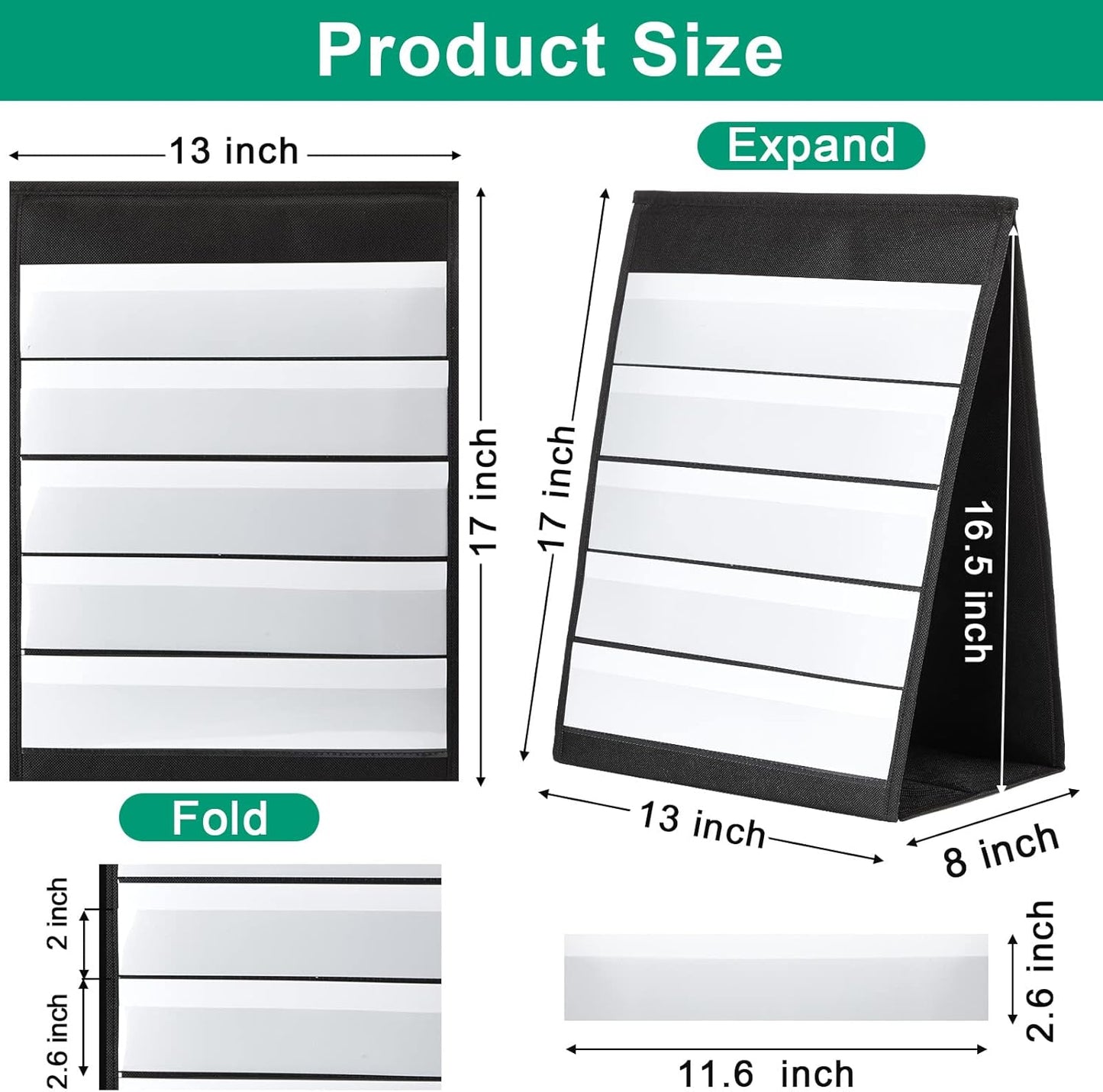 2 Pcs Desktop Pocket Chart Stand for Classroom 13 x 17 Inch Double Sided and Self-Standing Tabletop Pocket Chart with 40 Pcs Dry Erase Cards for Daily Schedule Teacher Student Classroom Office Home