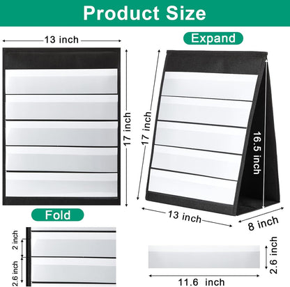 2 Pcs Desktop Pocket Chart Stand for Classroom 13 x 17 Inch Double Sided and Self-Standing Tabletop Pocket Chart with 40 Pcs Dry Erase Cards for Daily Schedule Teacher Student Classroom Office Home