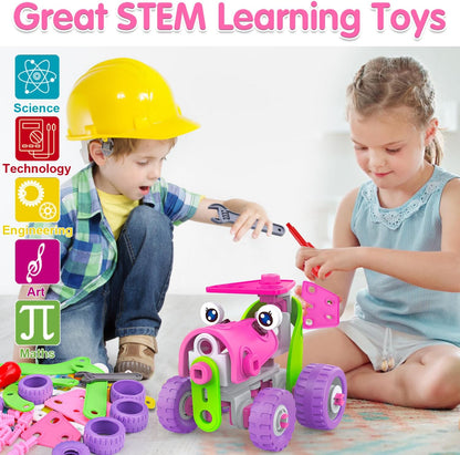 STEM Toys for 4 5 6 7 8+ Year Old Girl Birthday Gifts Pink Educational Building Toys for Kids Ages 4-8 5-7 8-10 Stem Activities Construction Toy for Girls 4-6 6-8 Creative Games Holiday Idea Gift