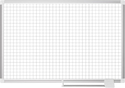 MasterVision gridded Magnetic Steel Dry Erase Planning Board, 1 x 2 Grid, 36 x 24, White Surface, Silver Aluminum Frame