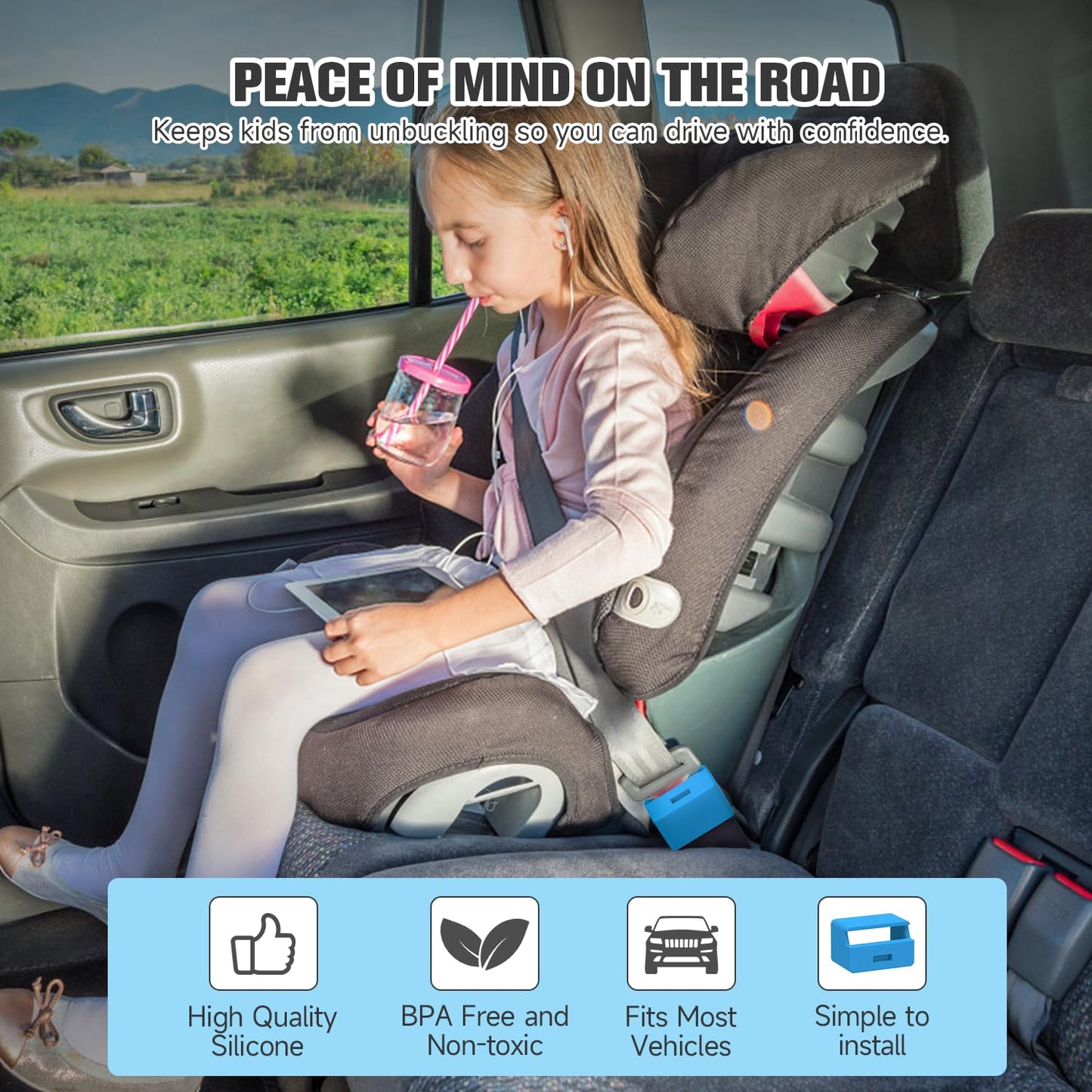 Morlike Silicone Seatbelt Secure Buckle Safety Cover Lock | Keep Children Safe in Car Seat and Prevent Kids from Accidentally Unbuckling | Buckle Guard Fits Almost Vehicles (red,2PACK)