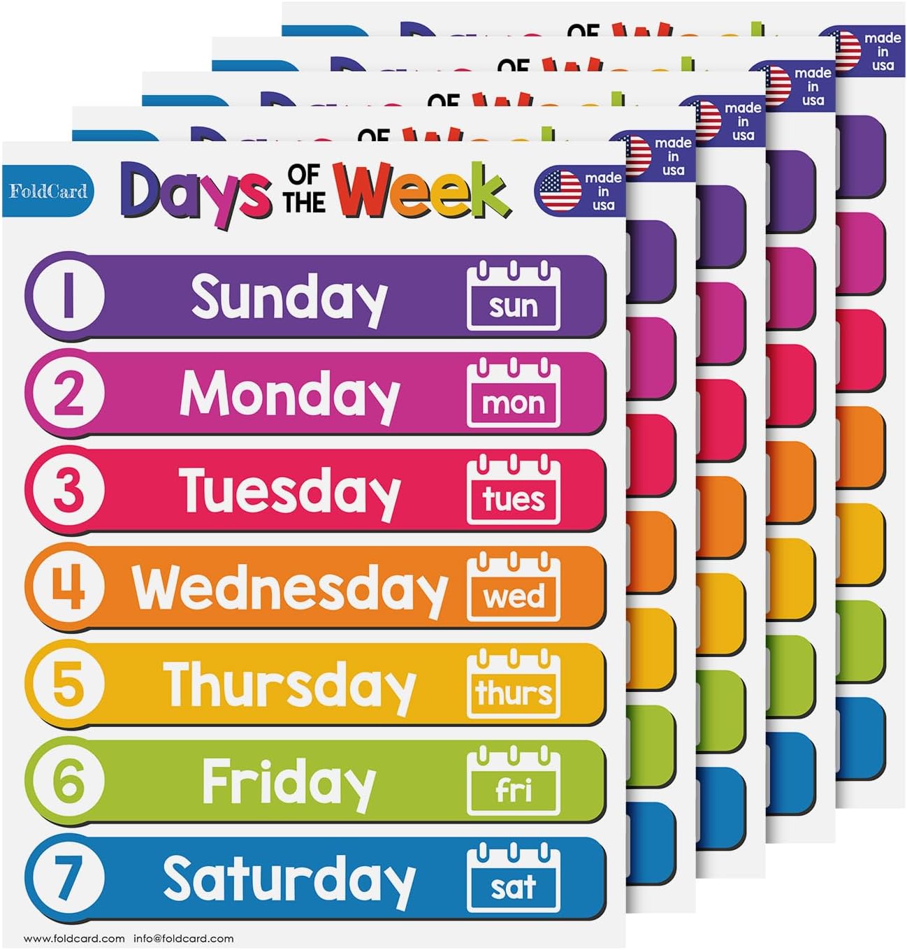 Multiplication Chart Math Table Poster – Double-Sided Educational Visual/Learning Aid Poster, Bright and Colorful | Glossy Durable Cardstock | 8.5 x 11" | 5 per Pack