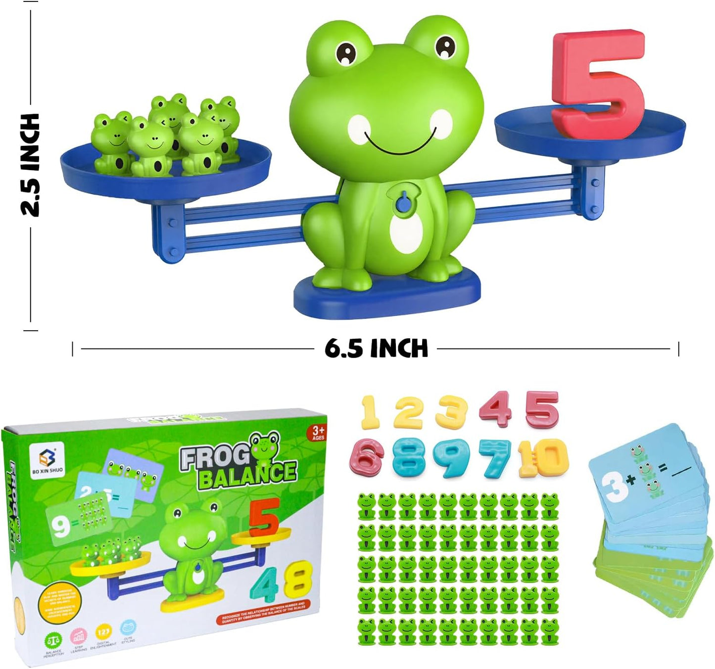 Snugzy Frog Balance Counting Toys, Number Counting Scale Games for Kids Cool Math Learning Games for Boys and Girls Preschool Kindergarten Learning STEM Montessori Educational Toys for 3+ (93 PCS)