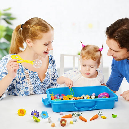 Cinrobiye 283 Pcs Spring Sensory Bin Fillers Insect Fine Motor Activity Set Mini Garden Sensory Bin Kit with Flowers Ladybugs Tools Storage Box for Sorting Counting Classroom Learning Activities