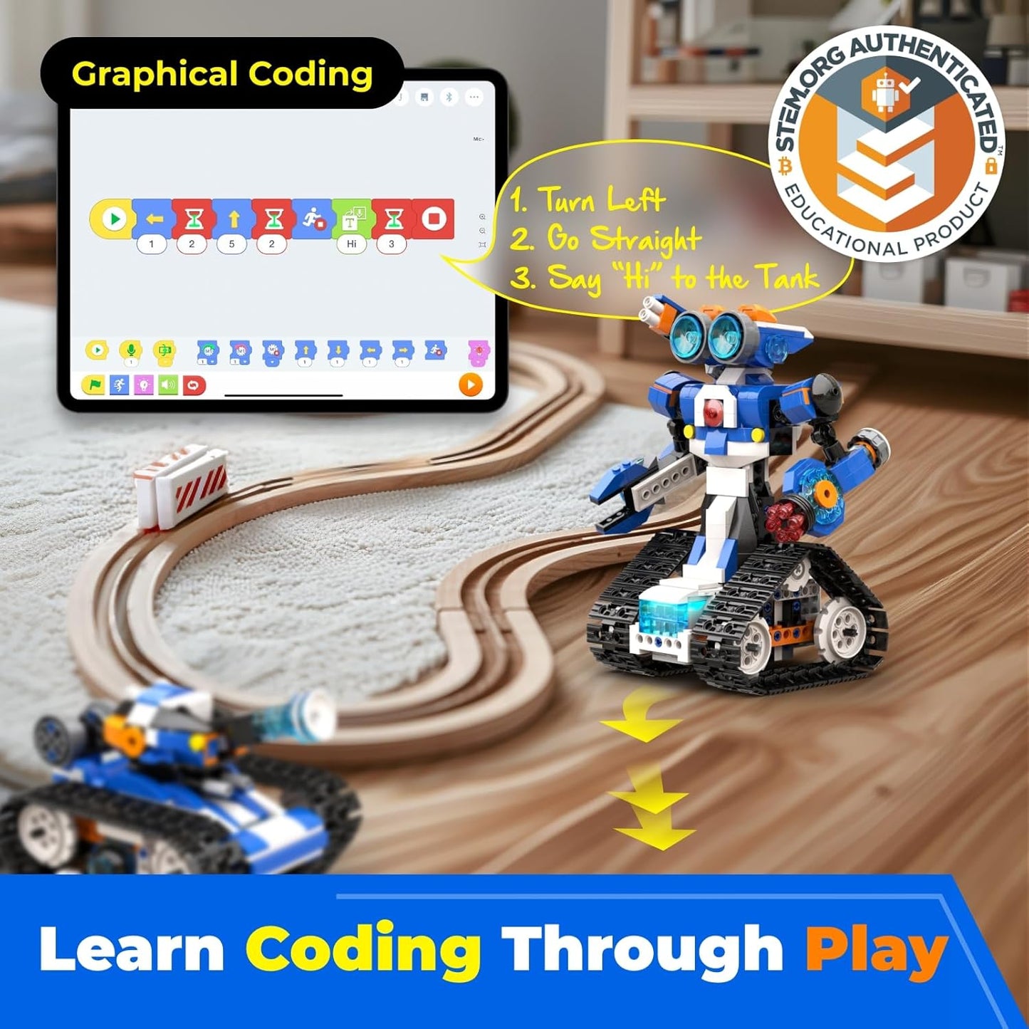Apitor STEM Robot Toy 6-in-1 Robot Building Kit for Boys Age 8-12, APP Remote Control STEM Coding Toys, Educational Robotics Gifts for Boys Girls Kids Ages 7 8 9 10 11 12 (480 Pieces)