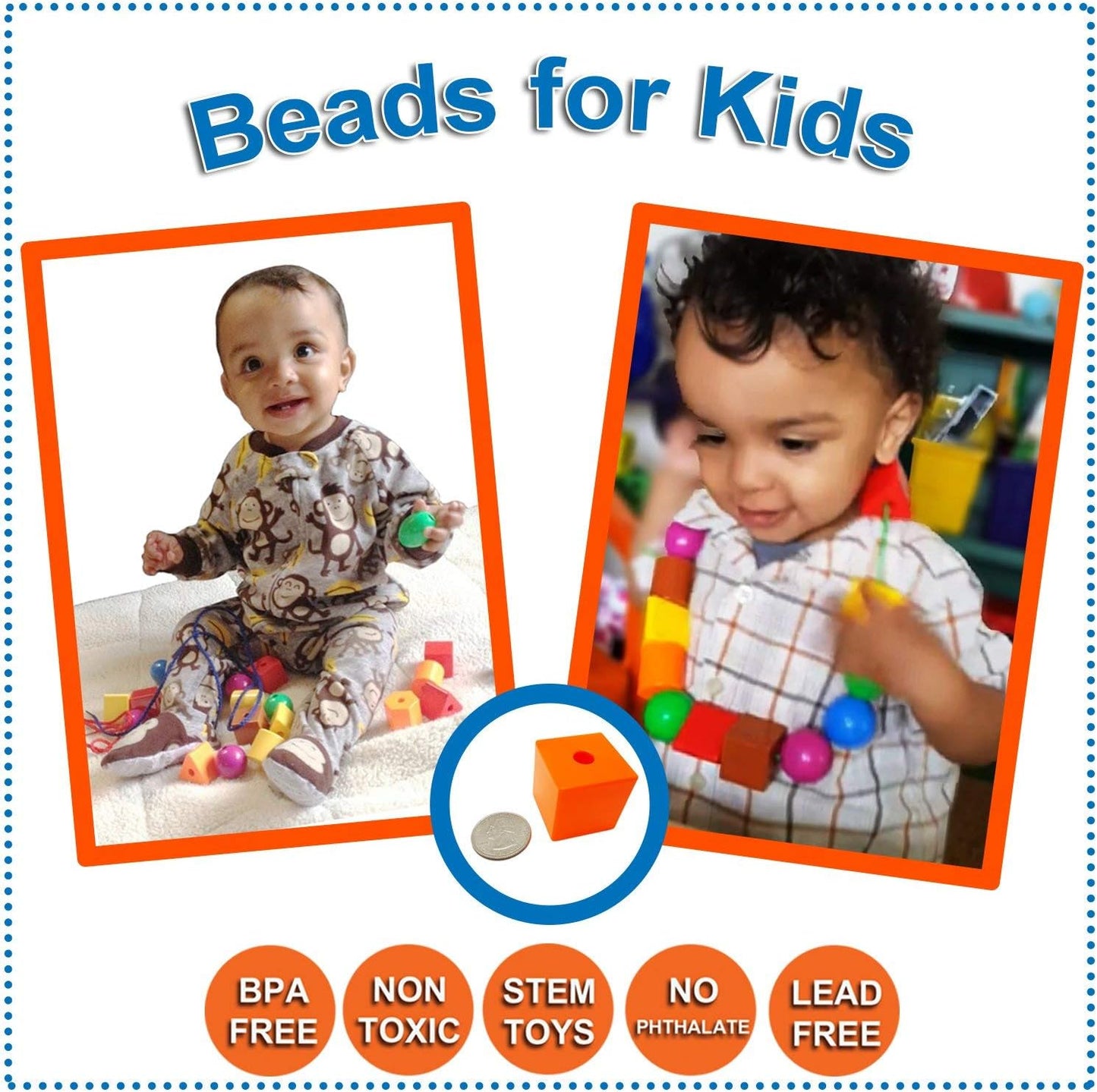Skoolzy Toys for 3 Year Old Girls and Boys - Lacing Beads and Stacking Peg Board Montessori Toys for Toddlers