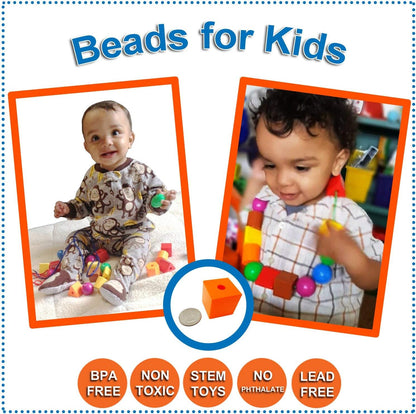 Skoolzy Toys for 3 Year Old Girls and Boys - Lacing Beads and Stacking Peg Board Montessori Toys for Toddlers