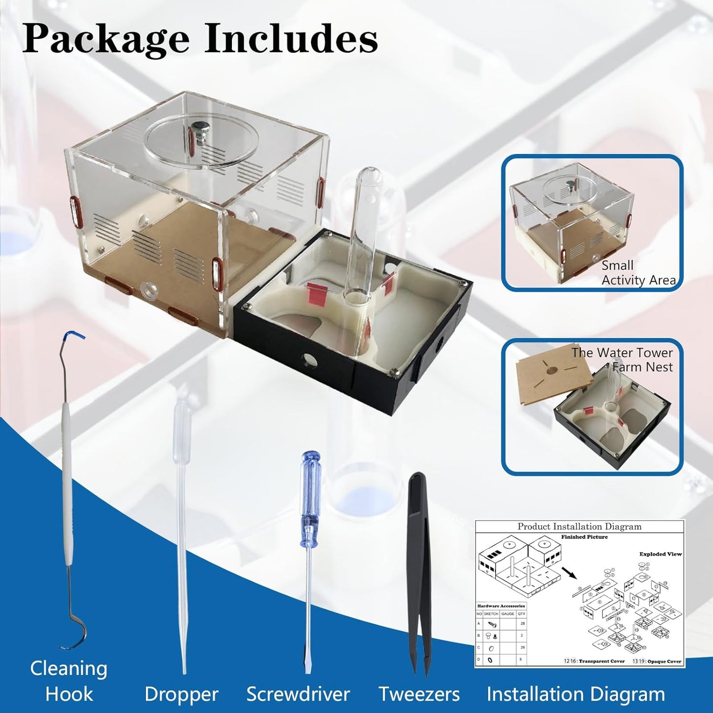 Ant Farm Nest Science DIY Terrarium Kit Care for Live Ants Ant Habitat with Water Tower Nurturing Room and Comprehensive Observation