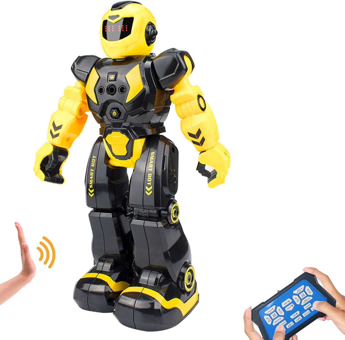 Remote Control Robot for Kids,Intellectual Gesture Sensor Programmable Robots with Infrared Controller Early Education Toys can Dance Sing Walk,Best Gift for Children (Blue/White)