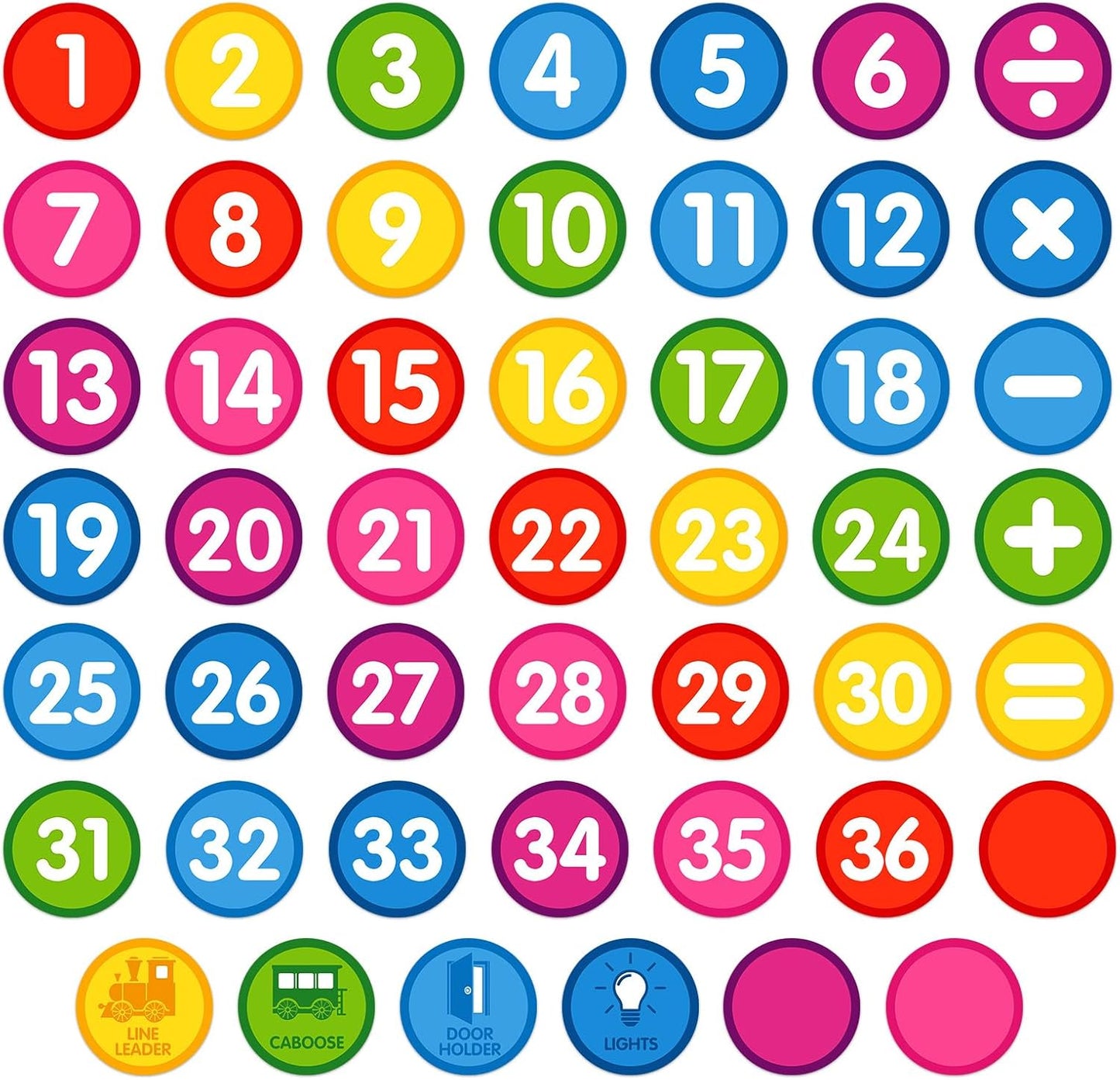FaCraft Boho Line Up Spots for Classroom Floor - 48Pcs Floor Numbers for Classroom Lining Up Waterproof Number Stickers Markers for Preschool Kindergarten Elementary Back to School Teacher Must Haves