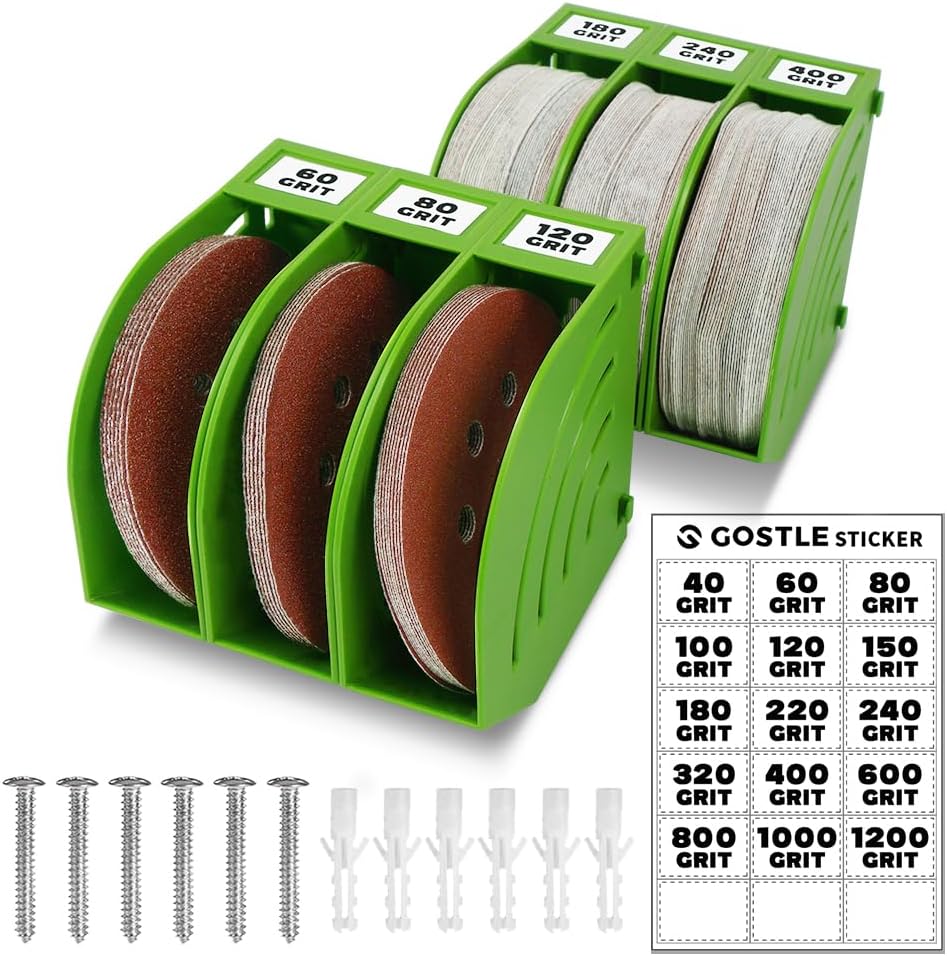 5 Inch Professional Sanding Discs Storage Bins - 8 Bins Set for Efficient Organization, Offset Snap-On Connection, Grit Classification, Space-Saving Design and Versatile Application, Red