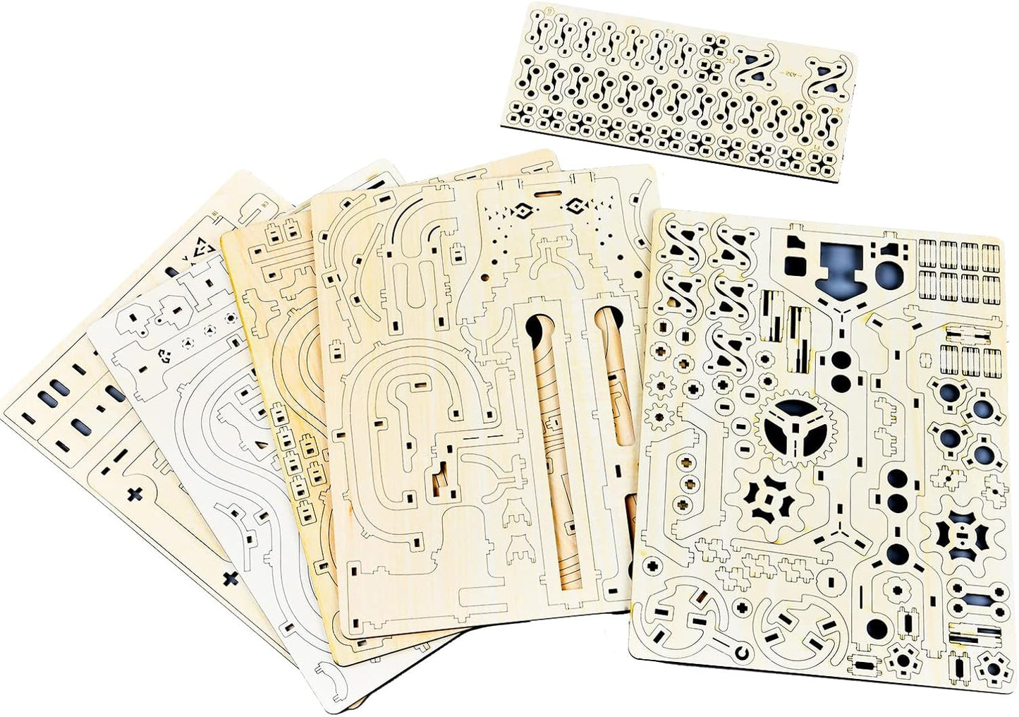 3D Wooden Puzzles Marble Run Chain Kit, Wood Creative Mechanical Puzzles Assembly Model Building Kits to Build for Adults & Kids, DIY Wooden Puzzle Hobbies Toys for Adults &Teens Gifts