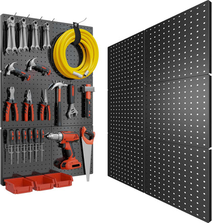 Peg Board, 4PCS Metal Pegboard Wall Organizer. Heavy Duty Pegboard, Peg Boards, Pegboard for Walls, White Pegboard for Garage Craft Room Workbench Office Kitchen Tool Organization, 12"*12"