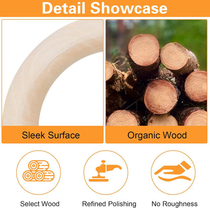 10 Pcs Width Wooden Rings 2 Inch Unfinished Smooth Wood Rings Natural Wooden Ring for Crafts Circles Without Paint for Macrame Pendant Connectors Jewelry Making DIY Making Craft Ring