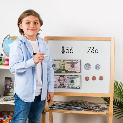 Simply magic 57 PCS Jumbo Magnetic Money - Large Play Money for Kids for Learning, Pretend Money for Classroom Teaching, Toy Money Class Money Set, Magnetic Coins, Money Games, Money Manipulatives