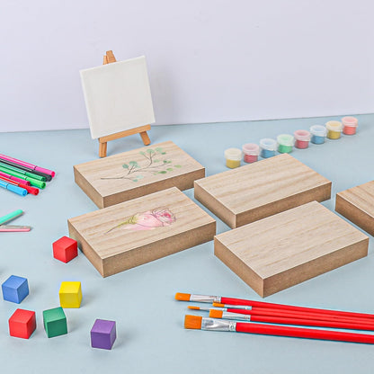 10 Pack Unfinished MDF Wood Rectangle Blocks, 3 x 10 Inch Wooden Blocks for Crafts, DIY Projects, and Custom Decor