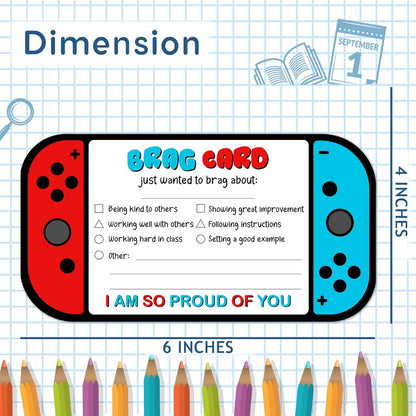 LOVEDMORE Video Game Theme Positive Brag Card, Teacher Mail for Elementary Classroom Must Have Rewards to Students, Elementary Teacher Supplies