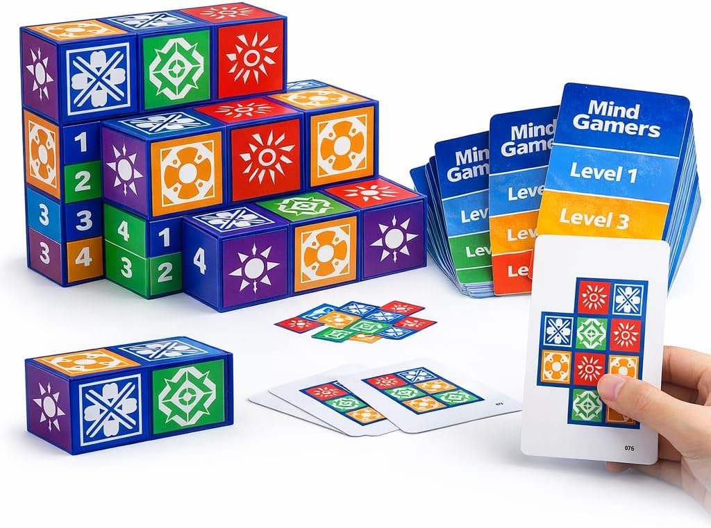 Puzzle Matching Games, Block Puzzle Games, Visual Recognition Matching Board Game, Family Night Board Game to Develop Kids Problem Solving Skills (Style A)