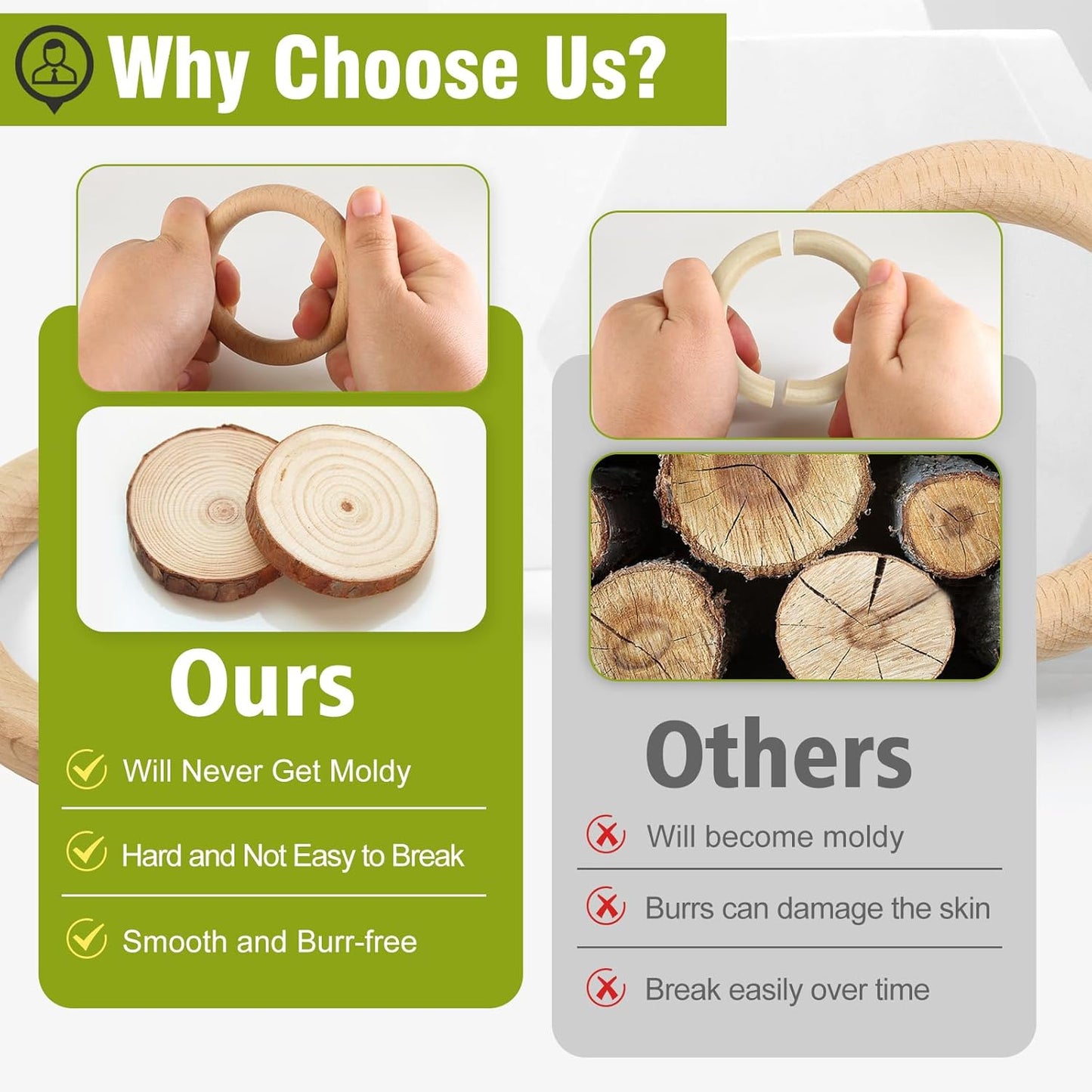 FoDau770 5pcs Natural Beech Wooden Rings, Unfinished Solid Wood Rings Heavy Duty Wood Circles, Macrame Craft Circles for Party, Home Decor & DIY Making - Outer Diameter: 3 Inch
