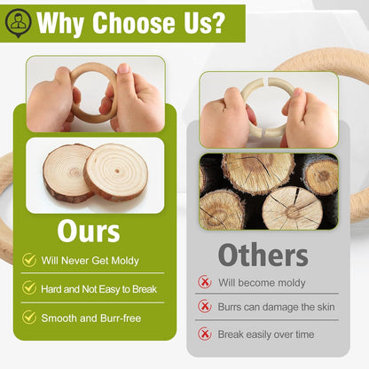 FoDau770 5pcs Natural Beech Wooden Rings, Unfinished Solid Wood Rings Heavy Duty Wood Circles, Macrame Craft Circles for Party, Home Decor & DIY Making - Outer Diameter: 3 Inch