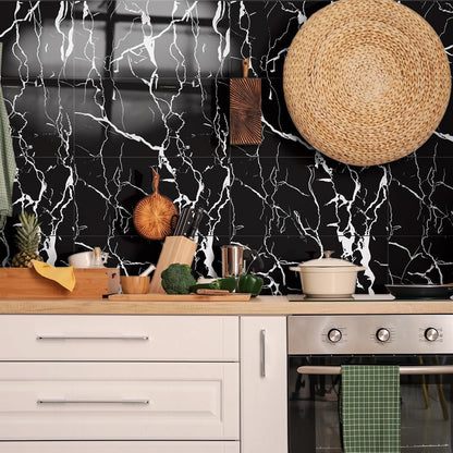 20-Pack Peel and Stick Gilded White Marble Tiles (11.8" x 11.8") – 19.4 Sq. Ft. Waterproof PVC Shower & Backsplash Tiles for Bathroom, Kitchen, and Living Room – Self-Adhesive, Easy Installation