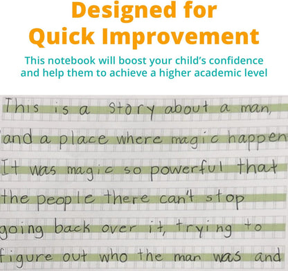Channie’s Handwriting Improvement Spiral Notebook, Stylish Visual Writing & Printing Aid for Elementary School Students and Special Needs Kids & Teens, 120 Pages, Thick Paper, Size 10.5" x 9.5"