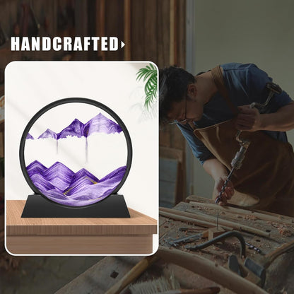 Wai Danie Moving Sand Art Picture 3D Hourglass Deep Sea Sandscape Liquid Motion Display Painting Flowing Sand Frame Relaxing Desktop Home Office Work Decor (Black, 12 Inches)