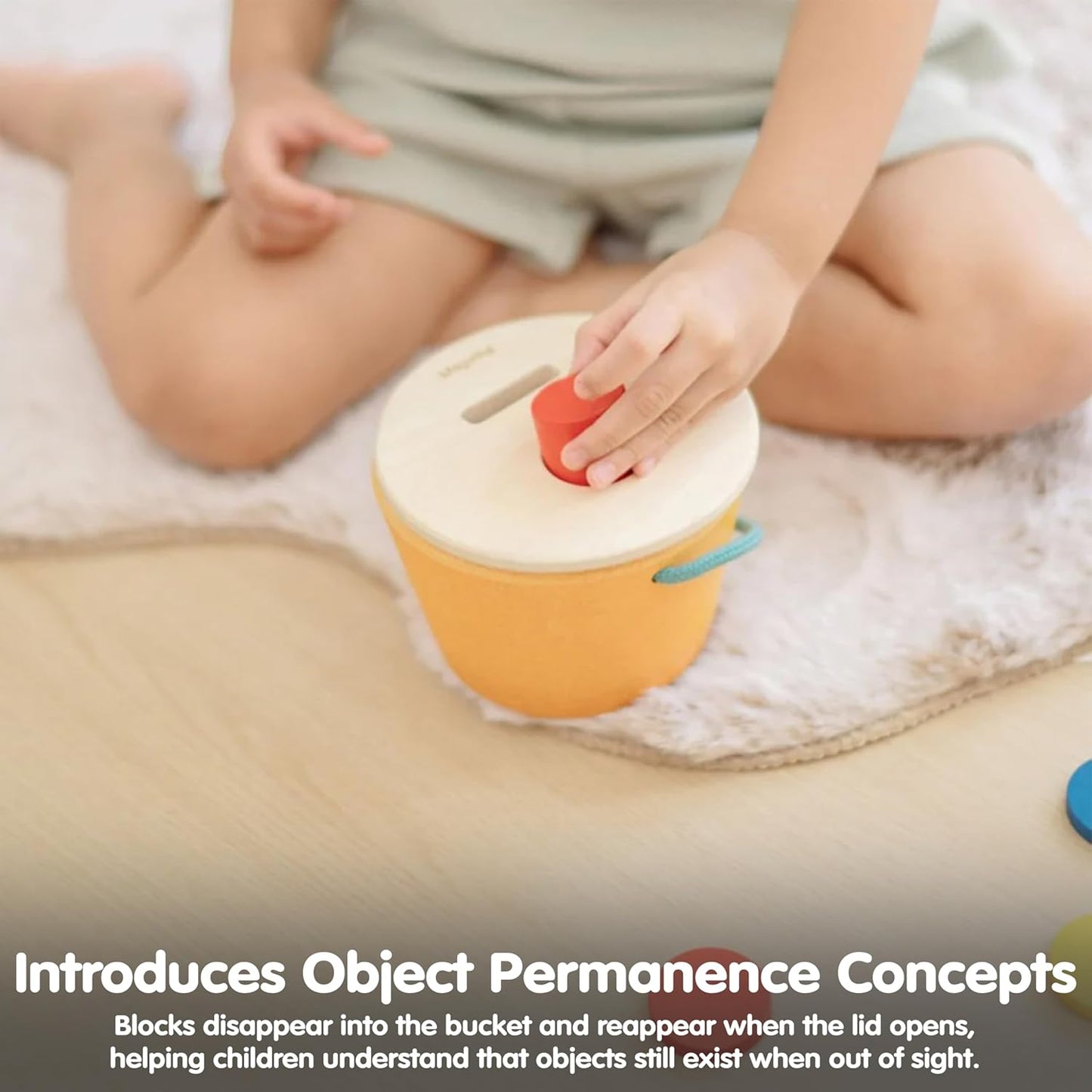 PlanToys® Geo Sorting Bucket | Wooden Shape Matching Toy for Toddlers 12M+ | Montessori Educational Sorting Toy with 3D Blocks | Develops Shape Recognition, Problem-Solving & Fine Motor Skills