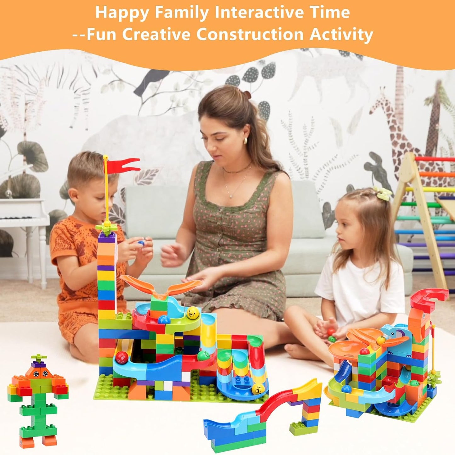 Marble Run Building Blocks for Kid: 3 4 5 6 8 Year Old Montessori Education Preschool STEM Toy - Age 4-8 Kids Creative Puzzle Marbles Track - Christmas Birthday Gifts for Boys Girls