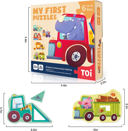 Toi 6 Packs Large Piece Toddler Jigsaw Puzzles for Kids Aged 2.5+, Animal Shaped Floor Puzzles for Beginner, Preschool Learning Game for Boys Girls, Traffic